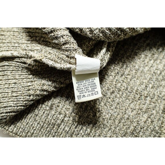 Vintage Eddie Bauer Sweater Mens L Brown Chunky Knit Henley FLAW - Picture 6 of 8